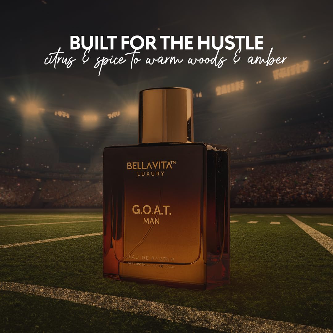 BellaVita Luxury G.O.A.T. Men's Eau De Perfume (3.4 fl.oz) | Perfume for Men with Bergamot, Lavender & Patchouli Oriental | Refreshing: Ideal for SPORTs & GYM Enthusiasts | Long-Lasting Colone for Men