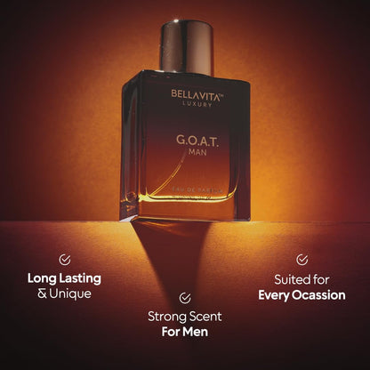 BellaVita Luxury G.O.A.T. Men's Eau De Perfume (3.4 fl.oz) | Perfume for Men with Bergamot, Lavender & Patchouli Oriental | Refreshing: Ideal for SPORTs & GYM Enthusiasts | Long-Lasting Colone for Men